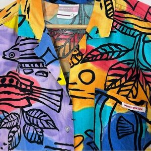 Vintage Ocean Pacific Hawaiian Shirt 1980s Aloha OP Large